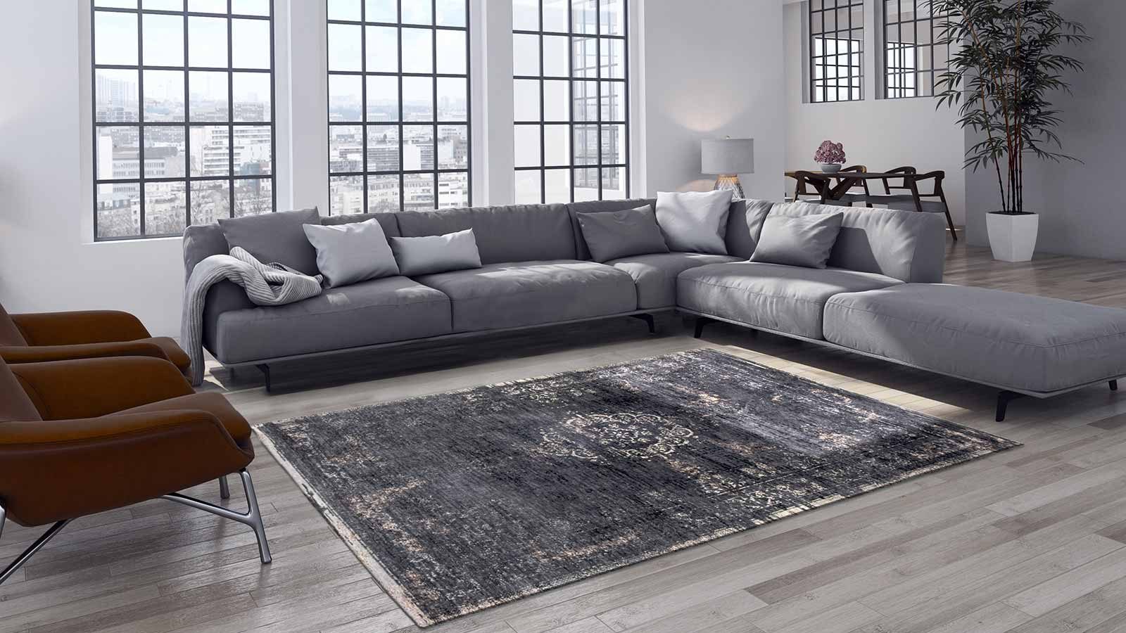 tapis Louis De Poortere CS 8263 Fading World Medaillon Mineral Black interior 2