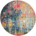 Nourison tapis Celestial CES09 BLYEL BLUE YELLOW 5XRND 099446482730