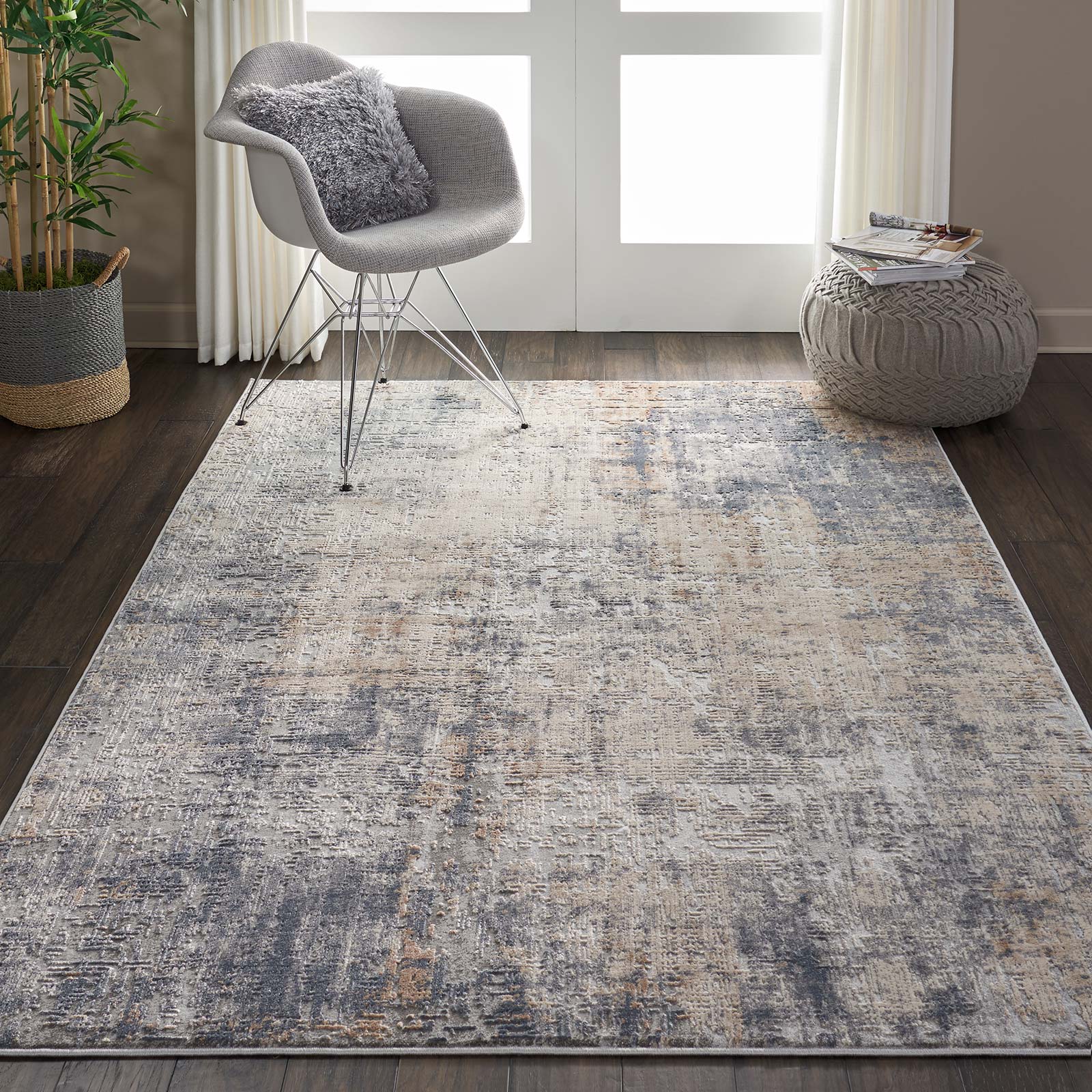 Nourison tapis Rustic Textures RUS01 GREY BEIGE 5x7 099446461889 interior 1 C