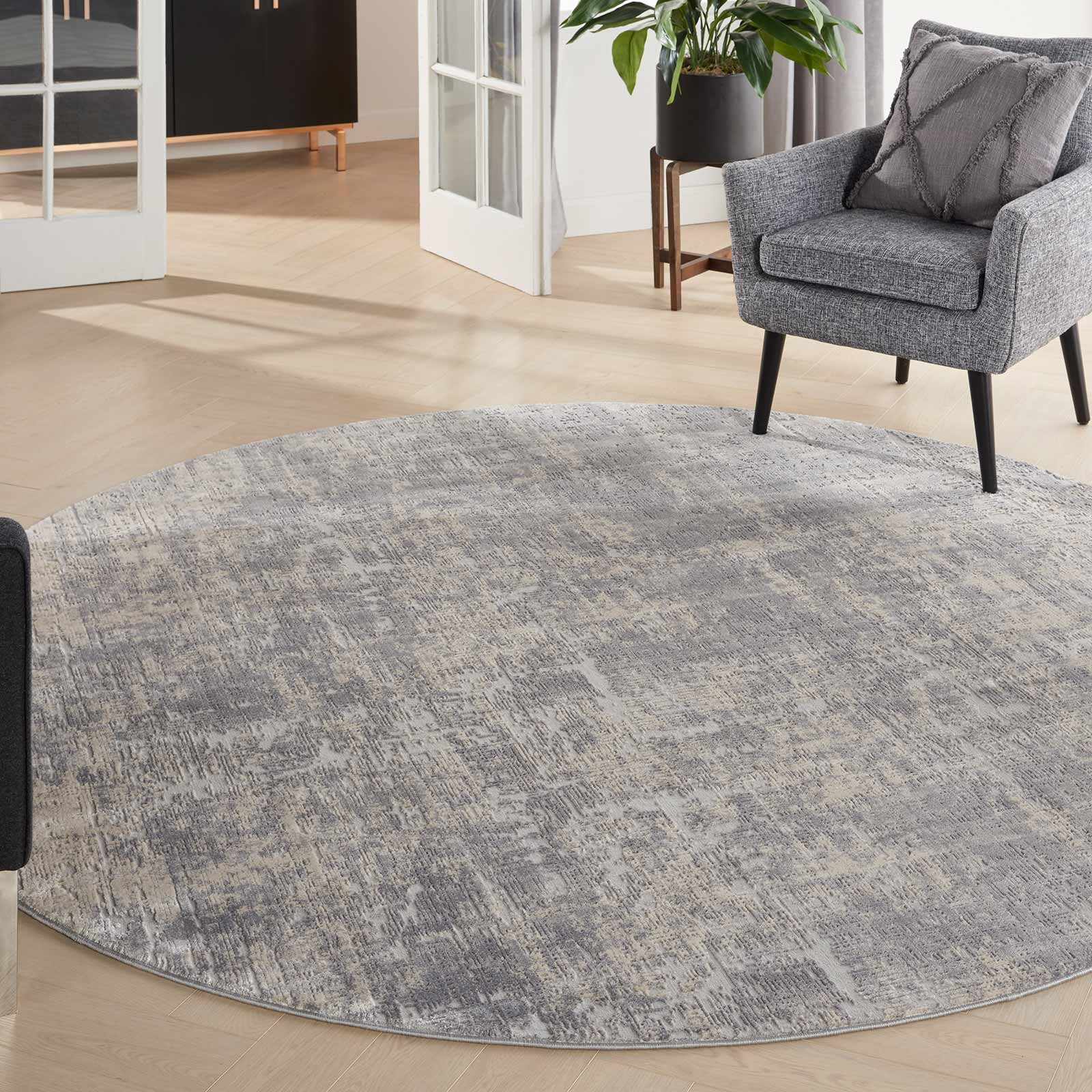 Nourison tapis Rustic Textures RUS01 IVSIL IVORY SILVER 8XRND 099446835888 interior 1