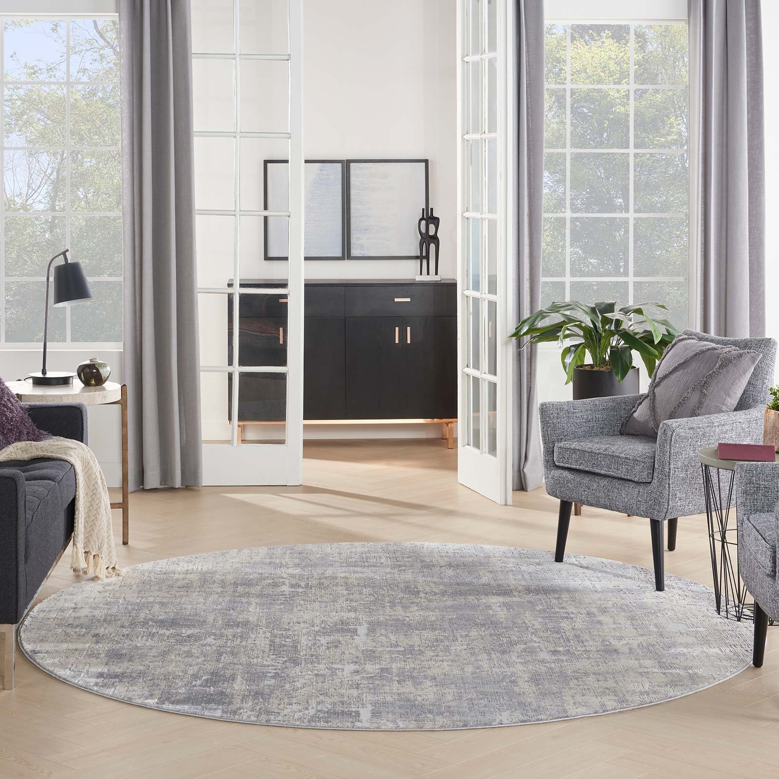 Nourison tapis Rustic Textures RUS01 IVSIL IVORY SILVER 8XRND 099446835888 interior 3