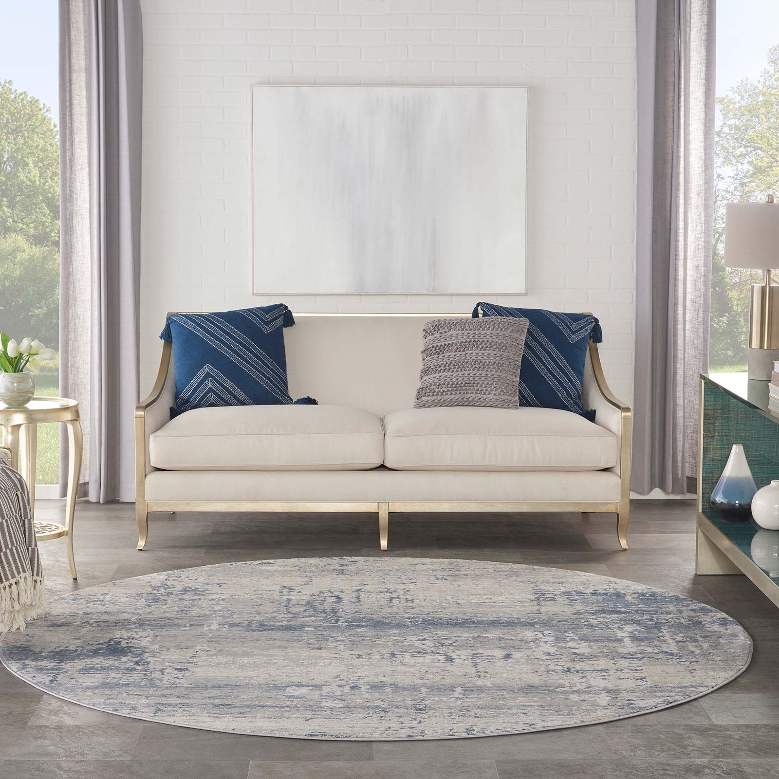 Nourison tapis Rustic Textures RUS10 IVBLU IVORY BLUE 8XRND 099446836045 interior 3