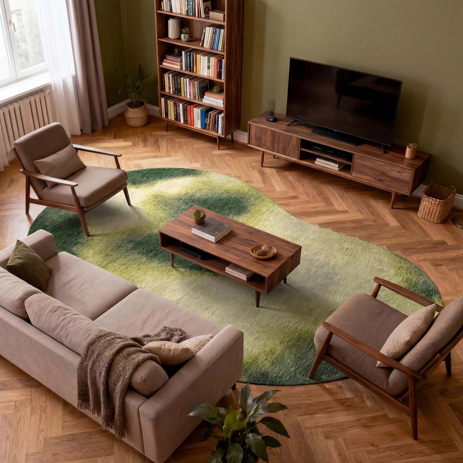 Louis De Poortere Tapis Meditation 2092 Aquarelle Leaf Interior