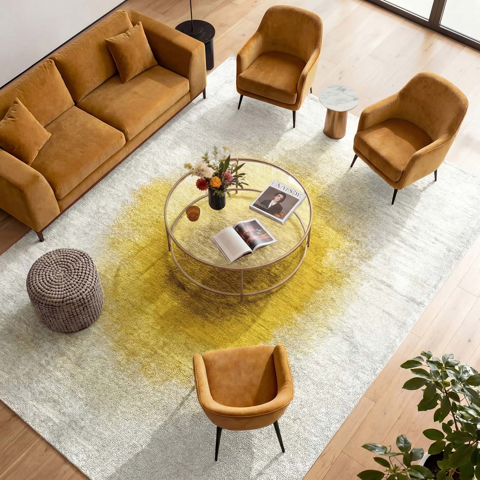 Louis De Poortere Tapis Meditation 2100 Drop Gold Moss Interior